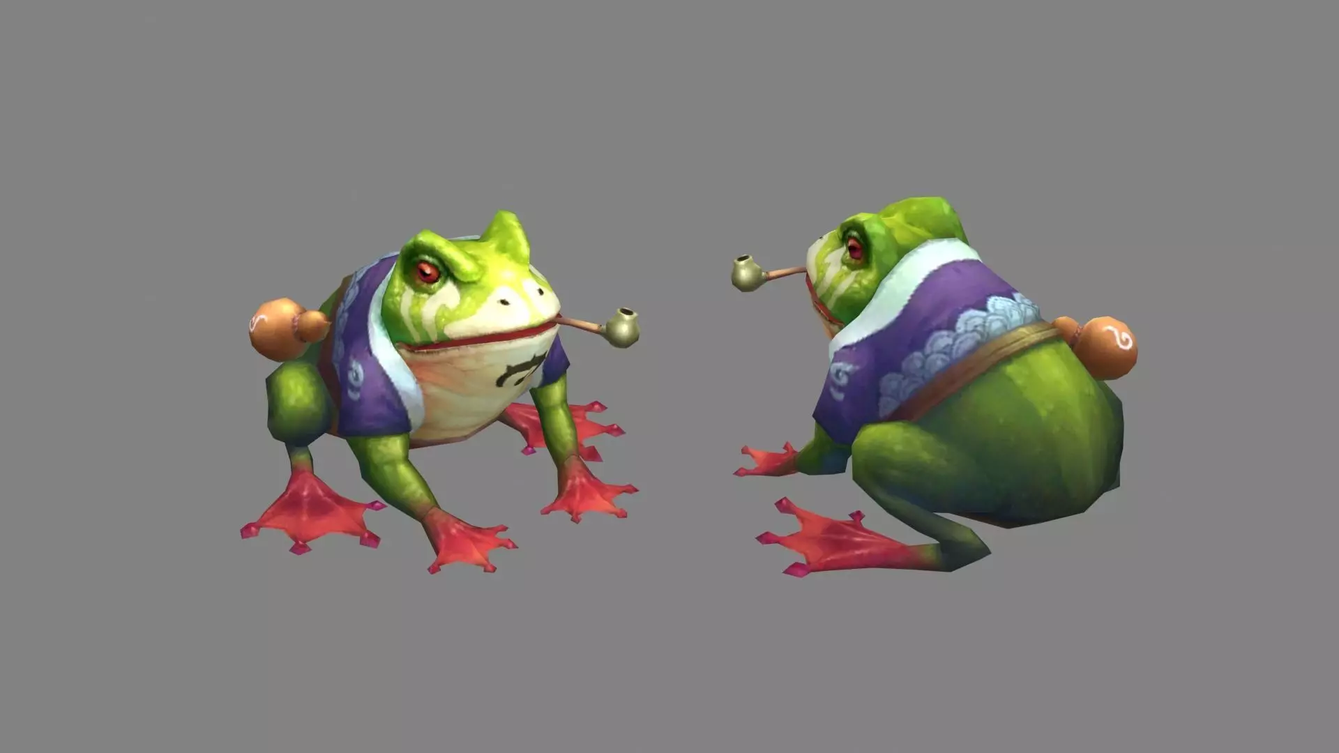 Smoking frog monster Low-poly 3D model_0