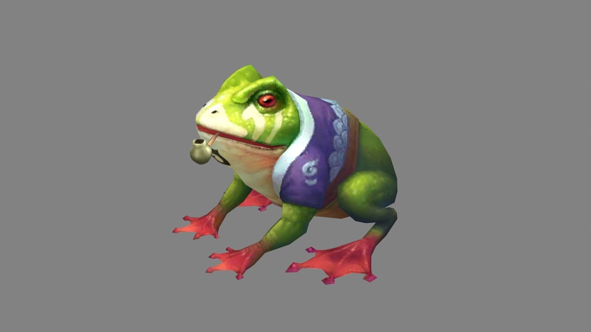 Smoking frog monster Low-poly 3D model_1