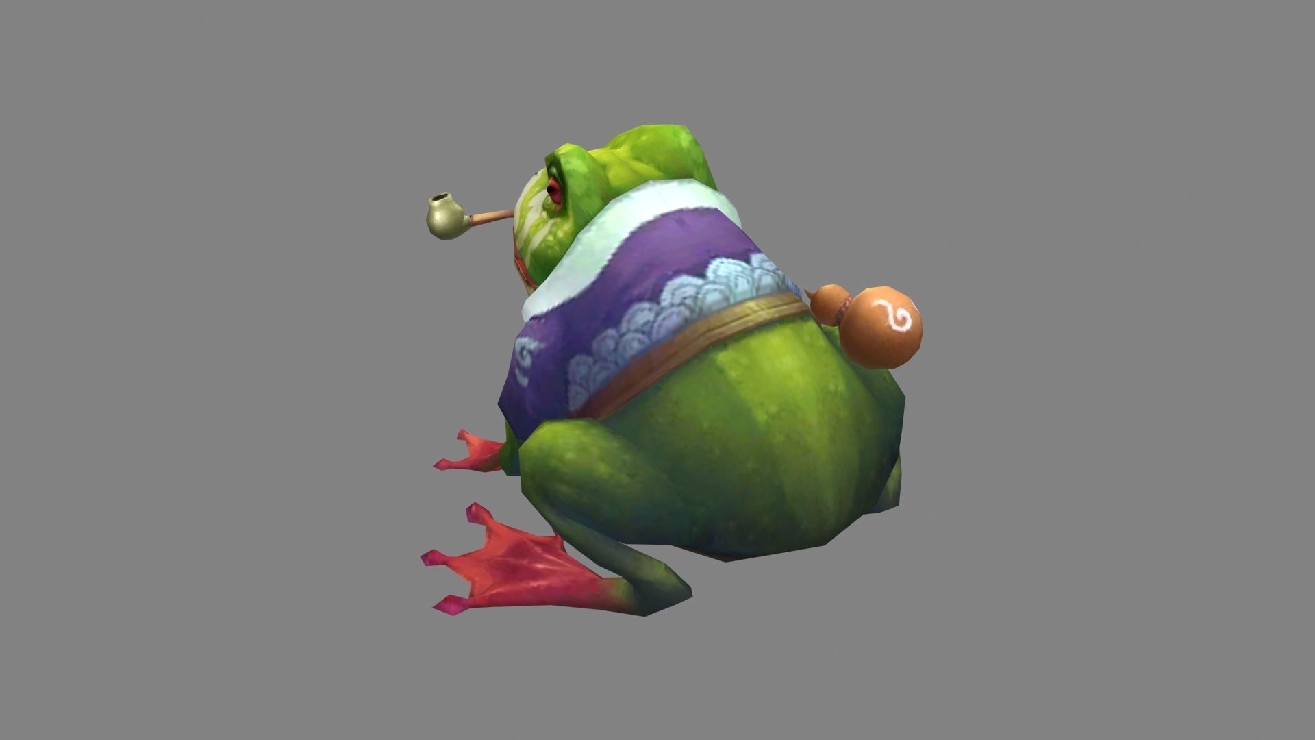 Smoking frog monster Low-poly 3D model_2