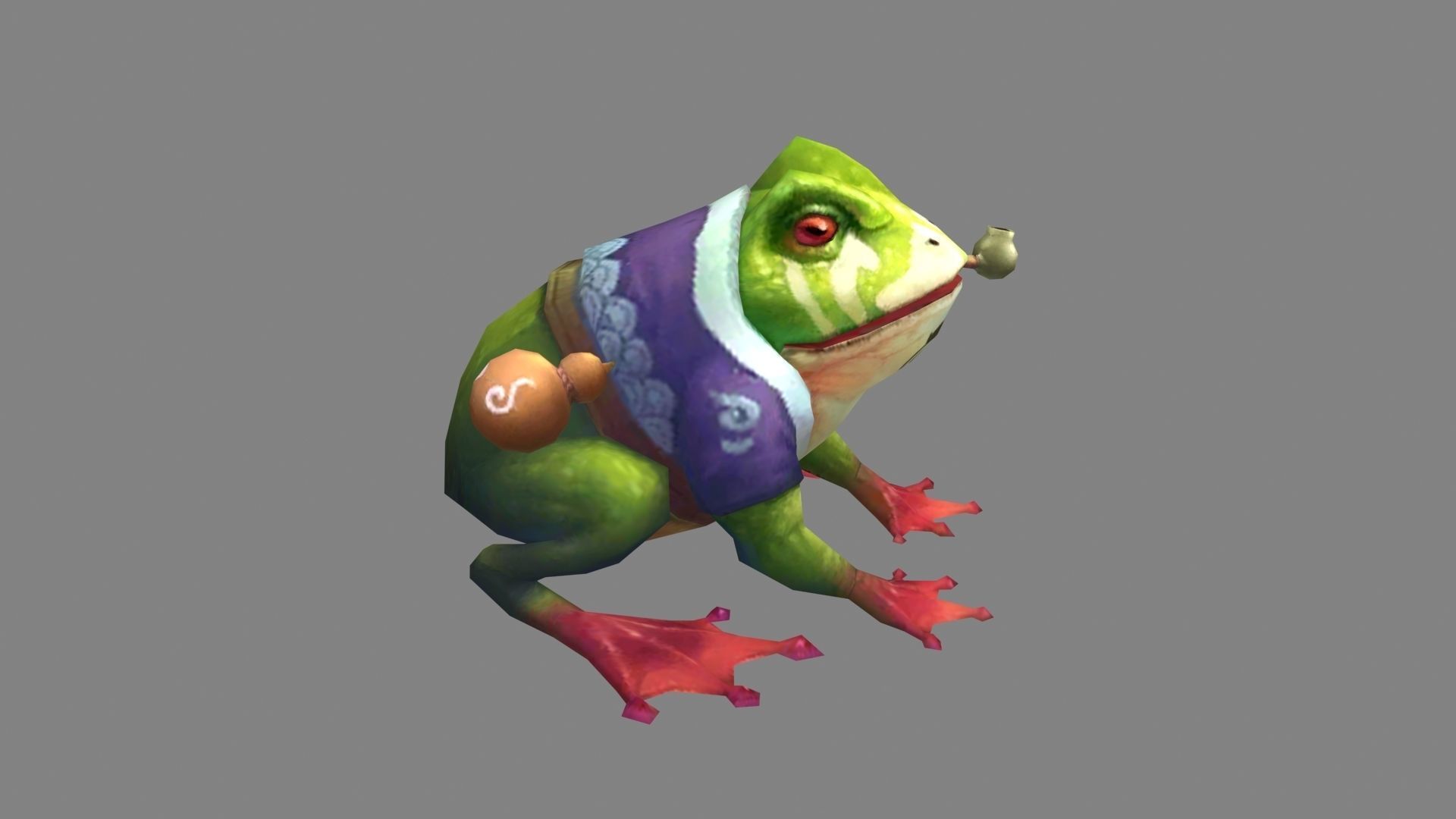 Smoking frog monster Low-poly 3D model_3