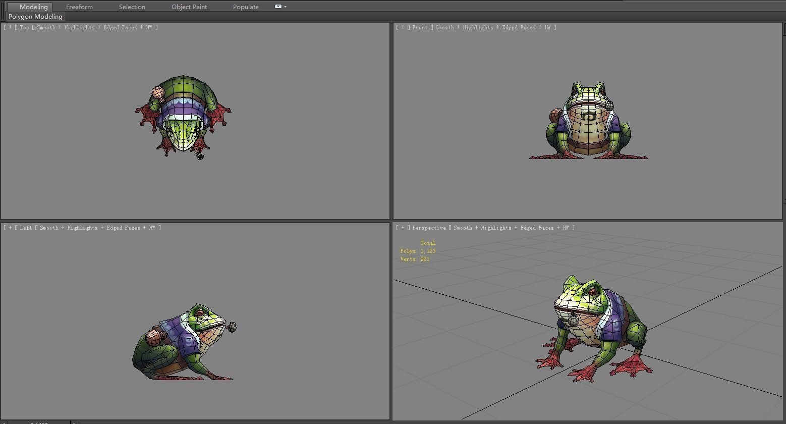 Smoking frog monster Low-poly 3D model_5