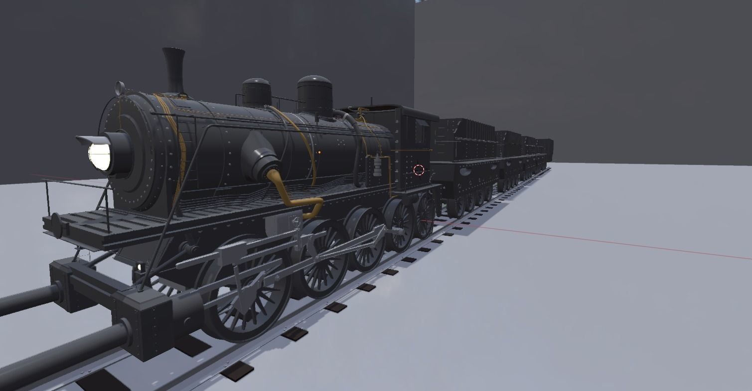 Train Locomotive with wagon 3D model_1