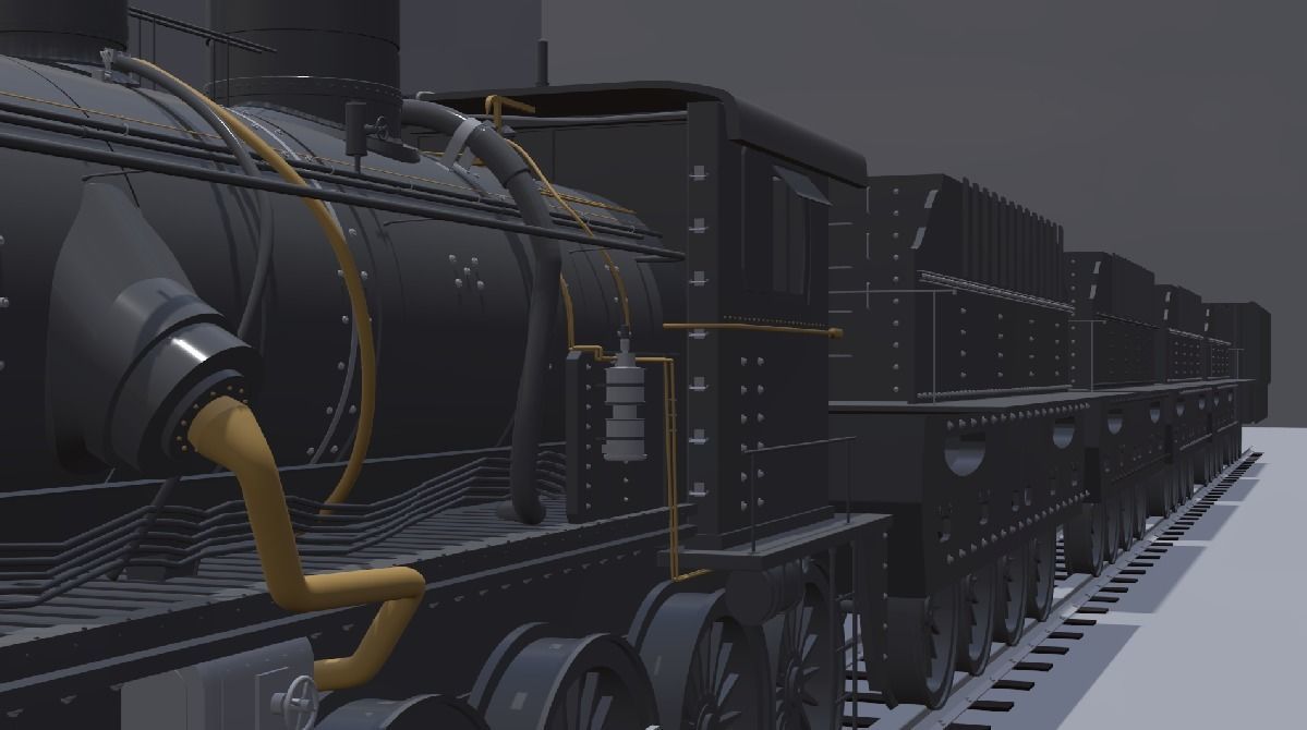 Train Locomotive with wagon 3D model_3