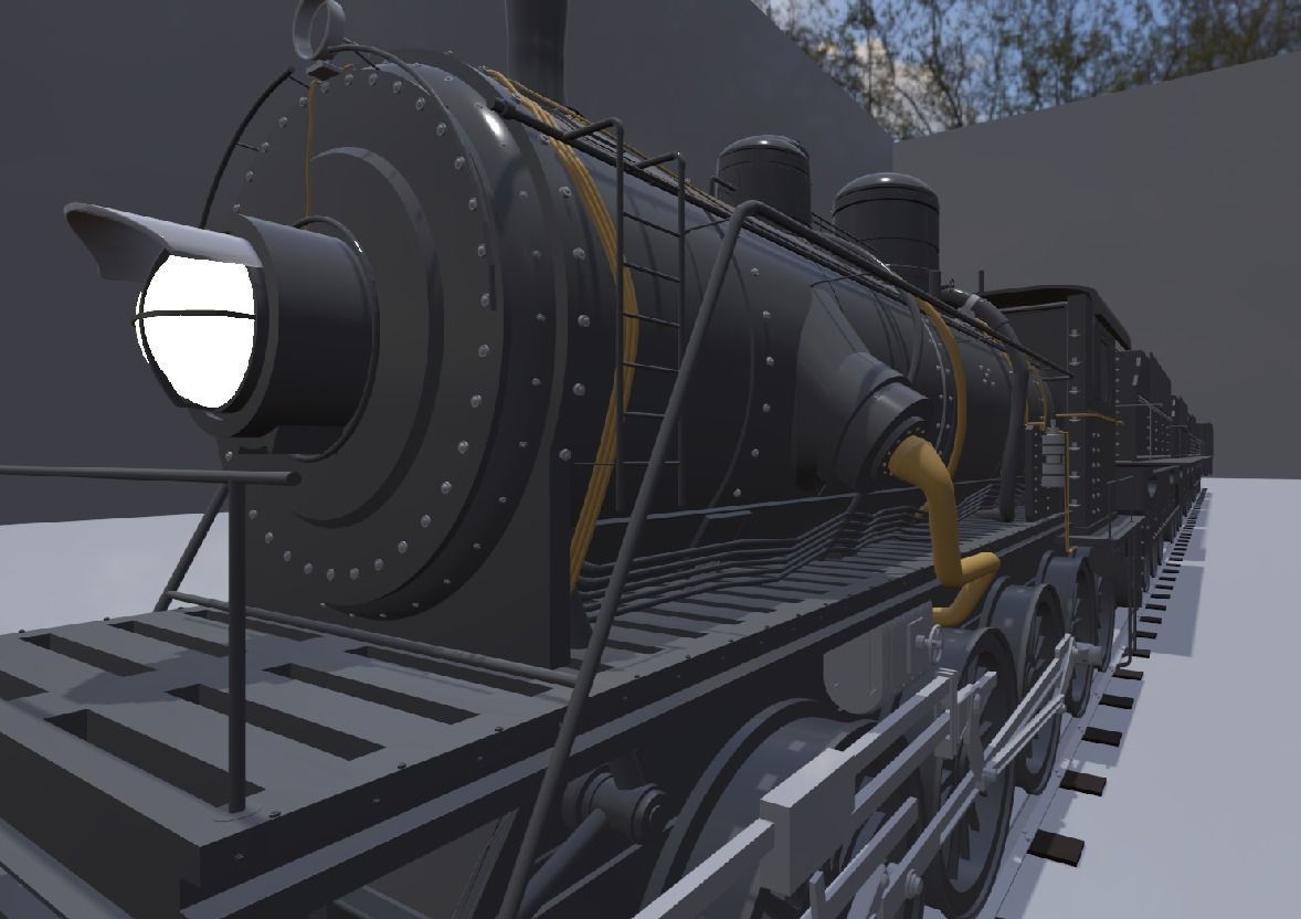 Train Locomotive with wagon 3D model_4