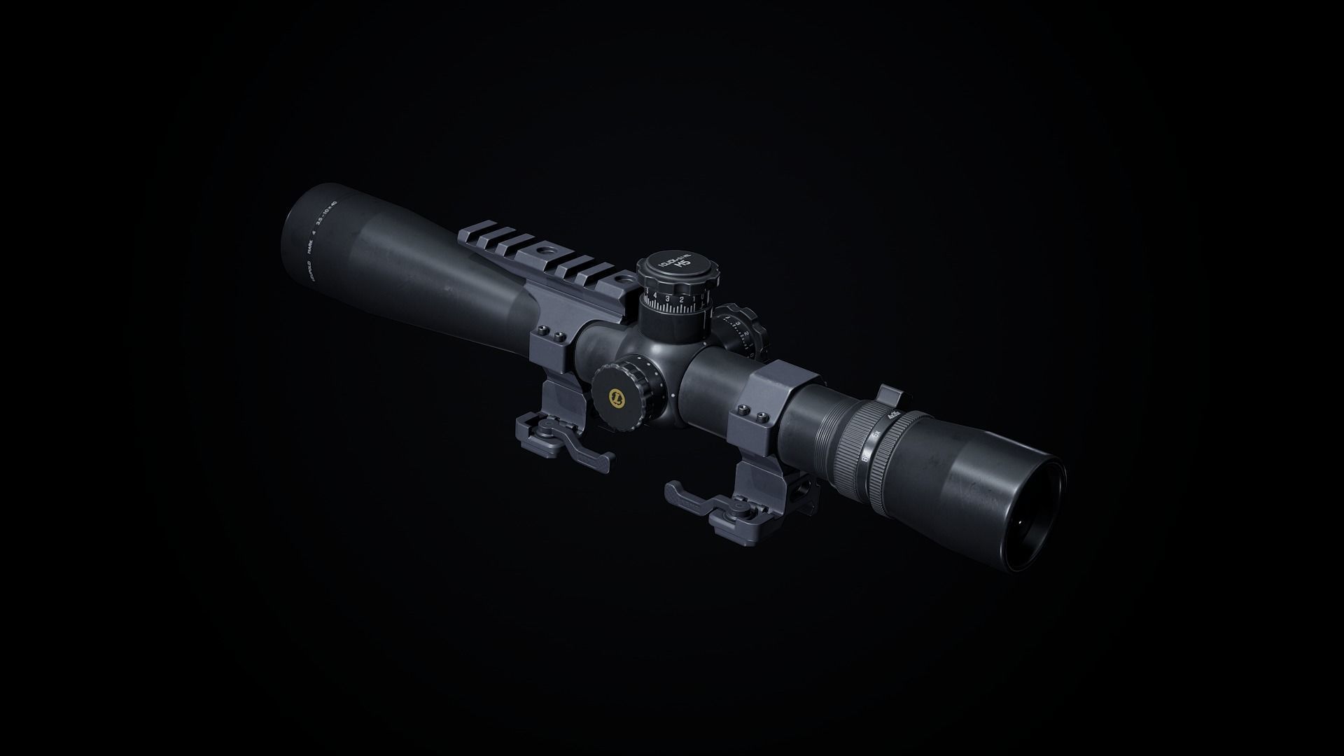 Mk12 PBR sniper rifle scope Low-poly 3D model_6