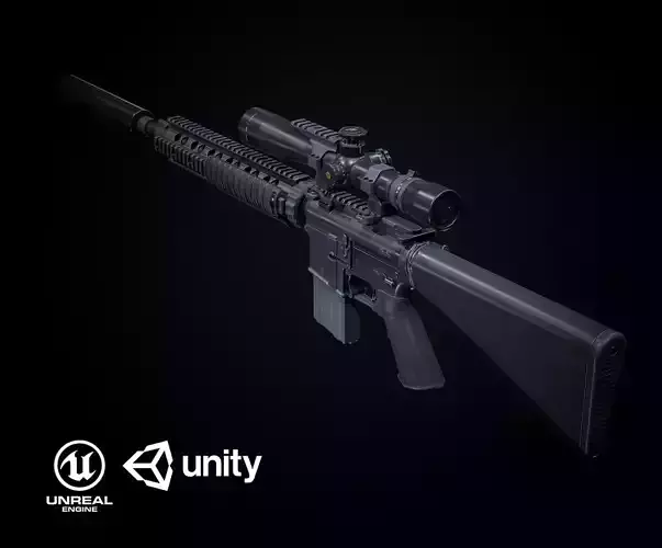 Mk12 PBR sniper rifle scope Low-poly 3D model