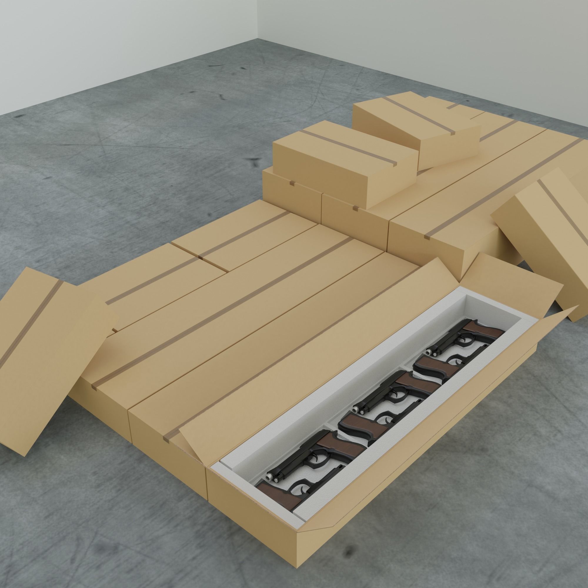 Cardboard Box Low-poly 3D model_5