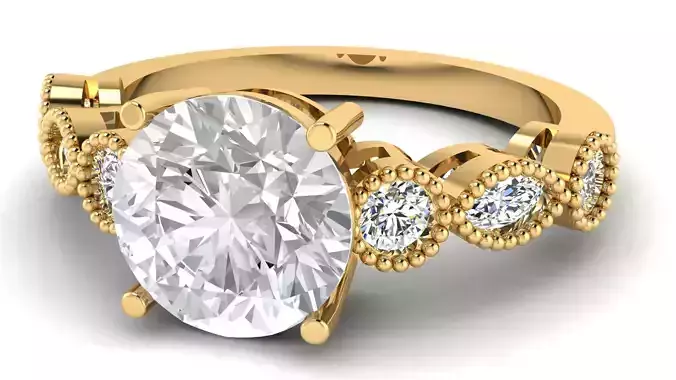 3DM Format Round cut wedding ring for women