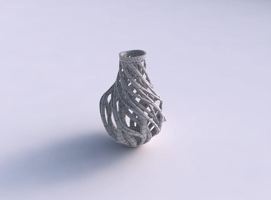 Vase flared with twisted inner and outer lines twisted wavy 3D print model_5