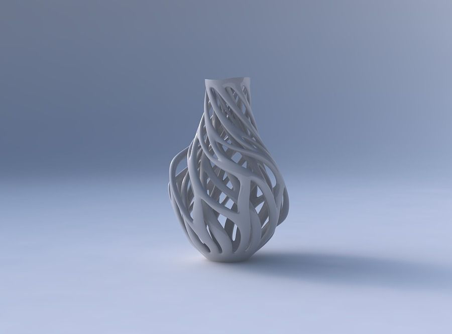 Vase flared with twisted inner and outer lines twisted wavy 3D print model_4