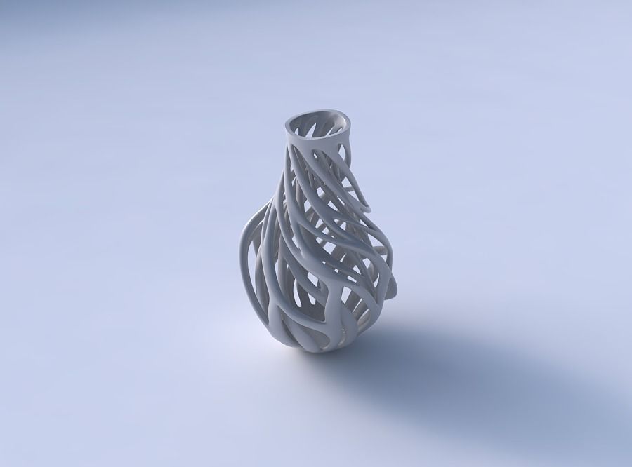 Vase flared with twisted inner and outer lines twisted wavy 3D print model_3