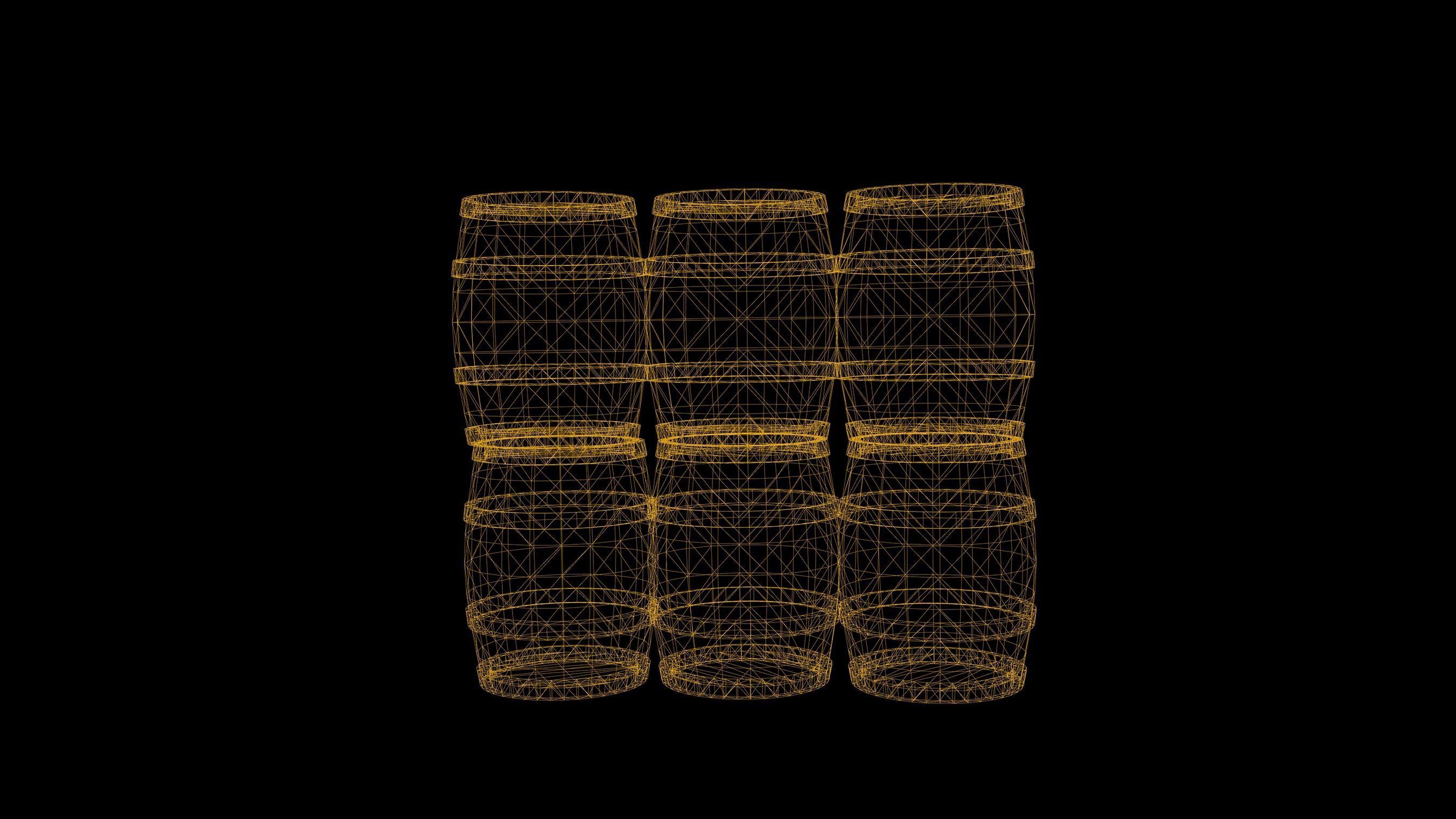 Barrel Set Low Poly Game Ready of wooden barrels Low-poly 3D model_34