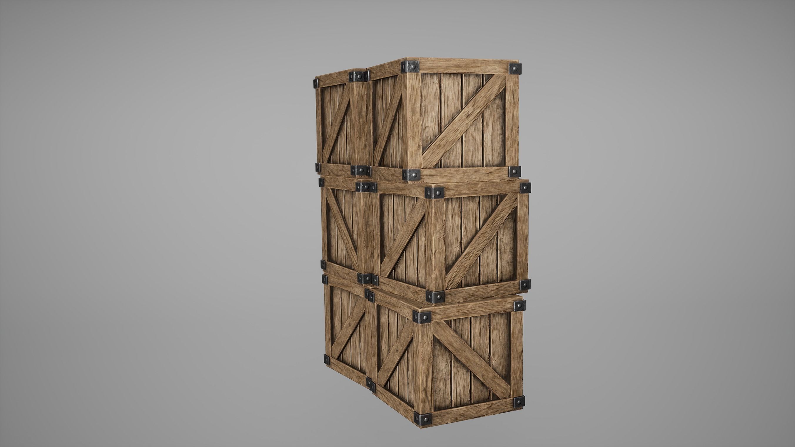 Barrel Set Low Poly Game Ready of wooden barrels Low-poly 3D model_37