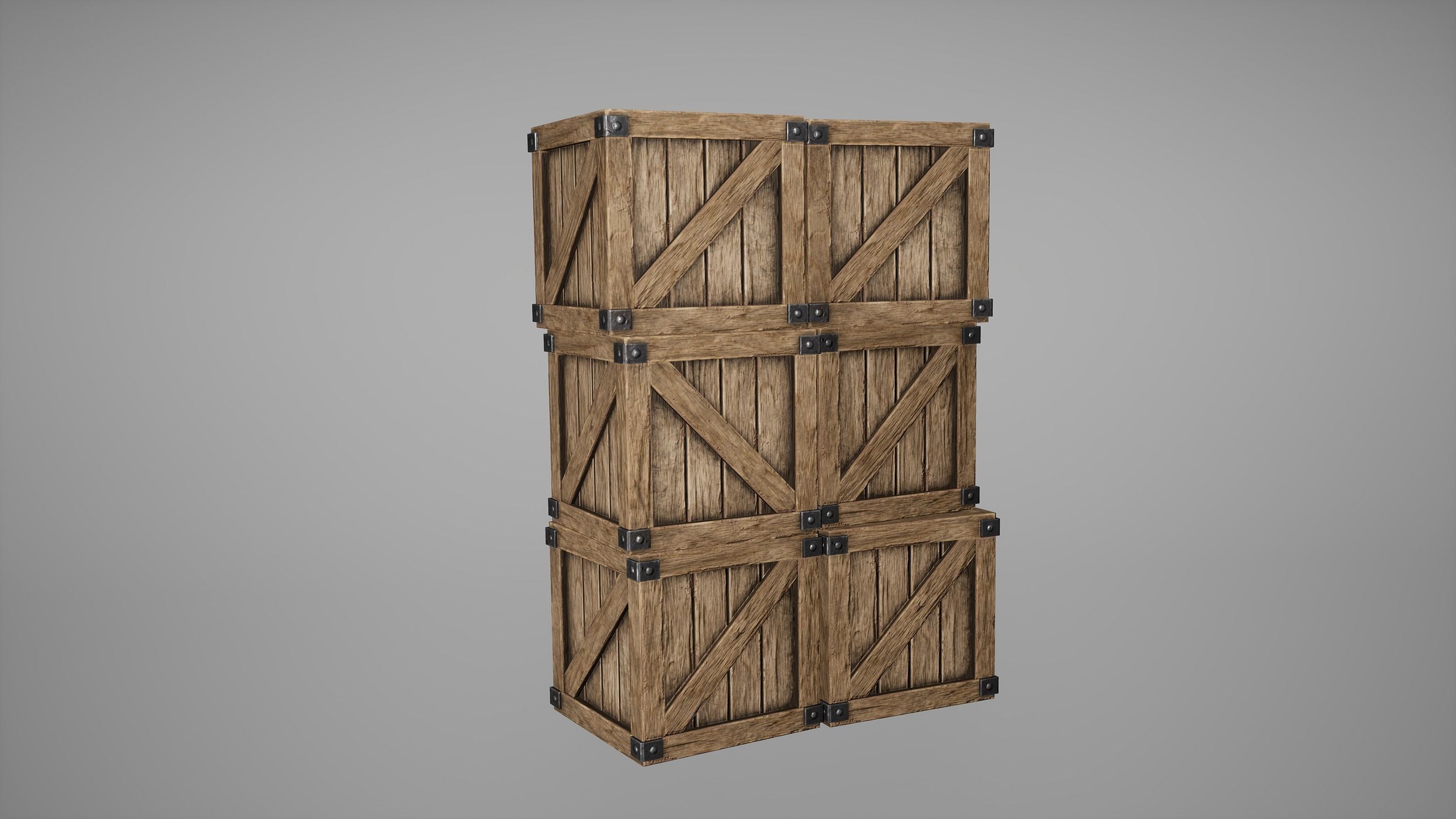 Barrel Set Low Poly Game Ready of wooden barrels Low-poly 3D model_38