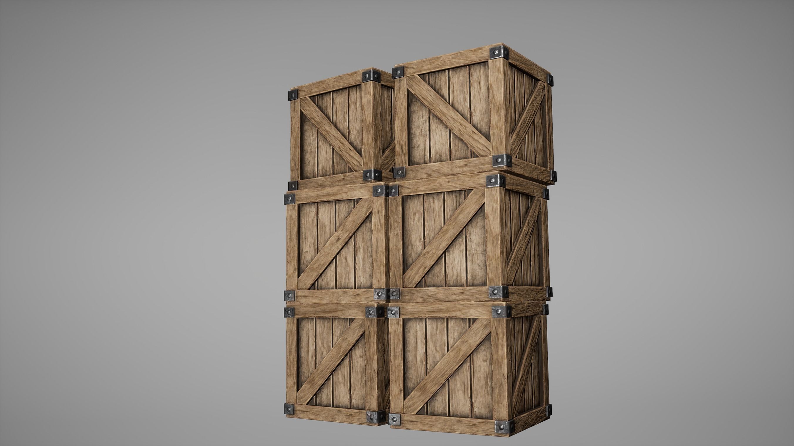 Barrel Set Low Poly Game Ready of wooden barrels Low-poly 3D model_41