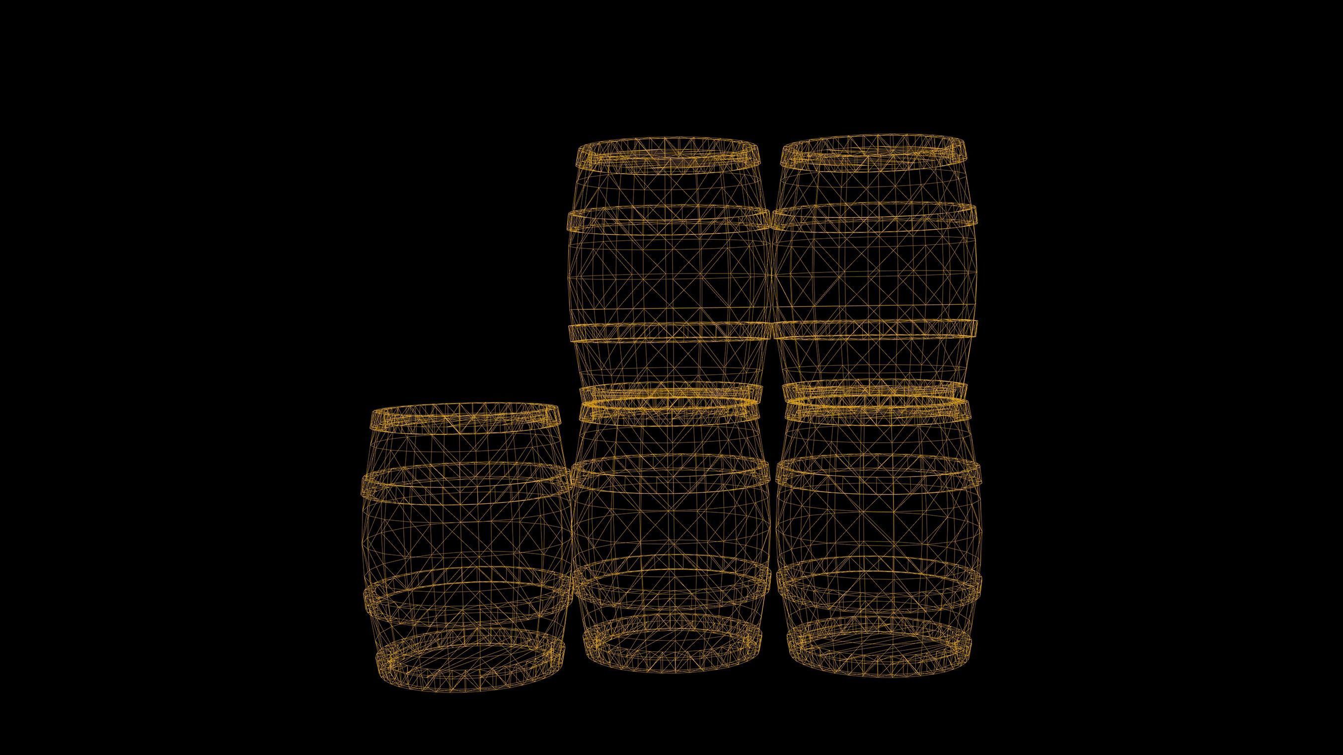 Barrel Set Low Poly Game Ready of wooden barrels Low-poly 3D model_22