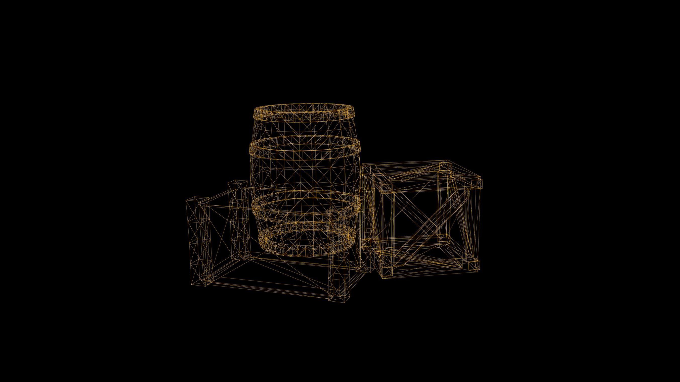 Barrel Set Low Poly Game Ready of wooden barrels Low-poly 3D model_26