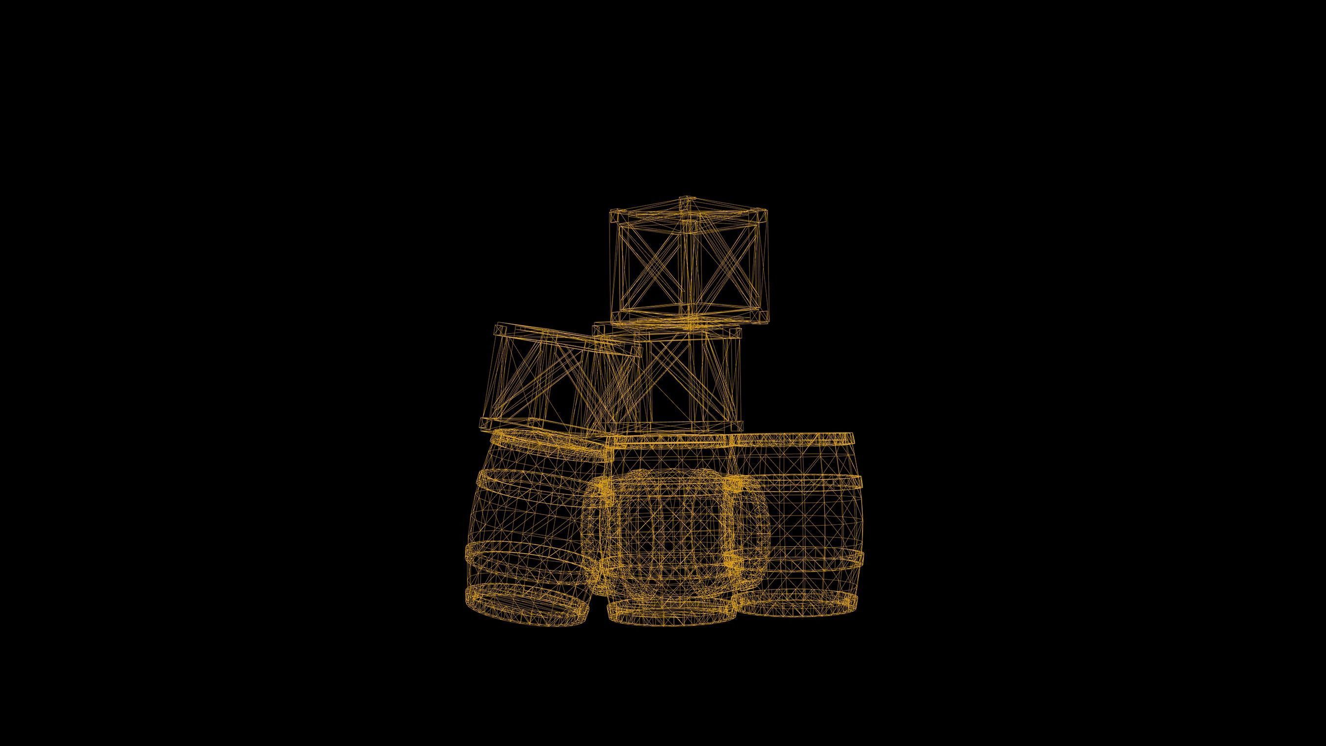 Barrel Set Low Poly Game Ready of wooden barrels Low-poly 3D model_1