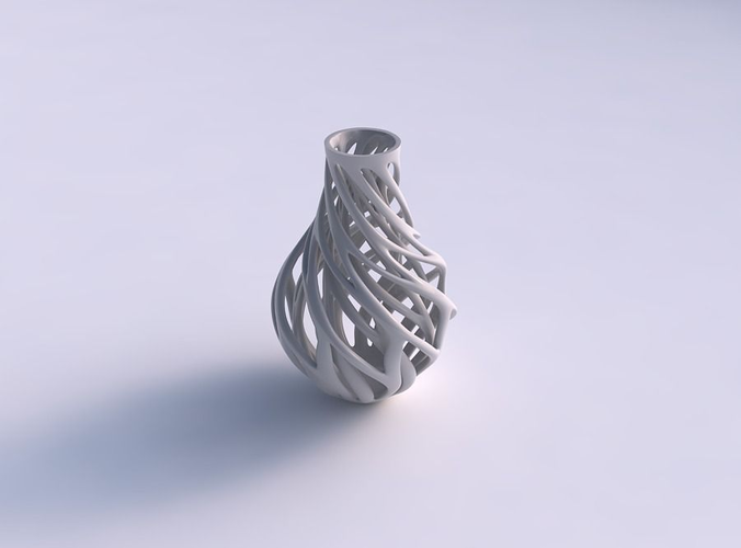 Vase flared with twisted inner and outer lines twisted 3D print model