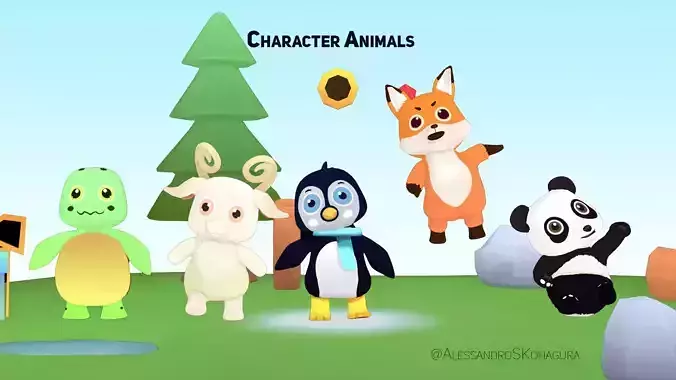 Character Animals - Low Poly - Rig - Simple Animated