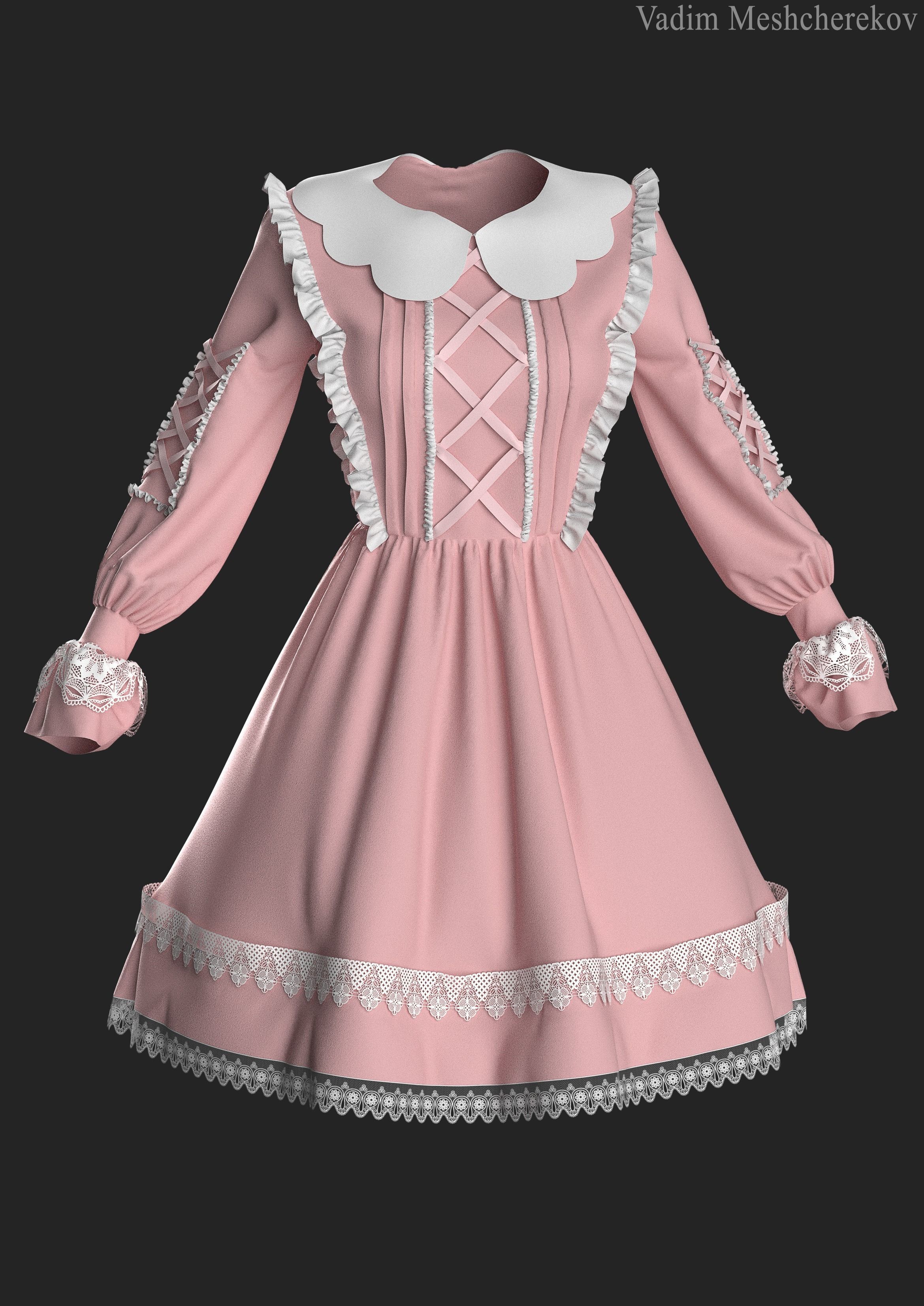 Vintage Dress 3 3D model_2