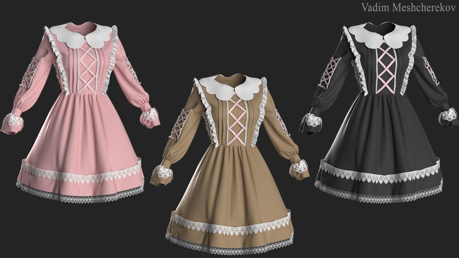 Vintage Dress 3 3D model_3