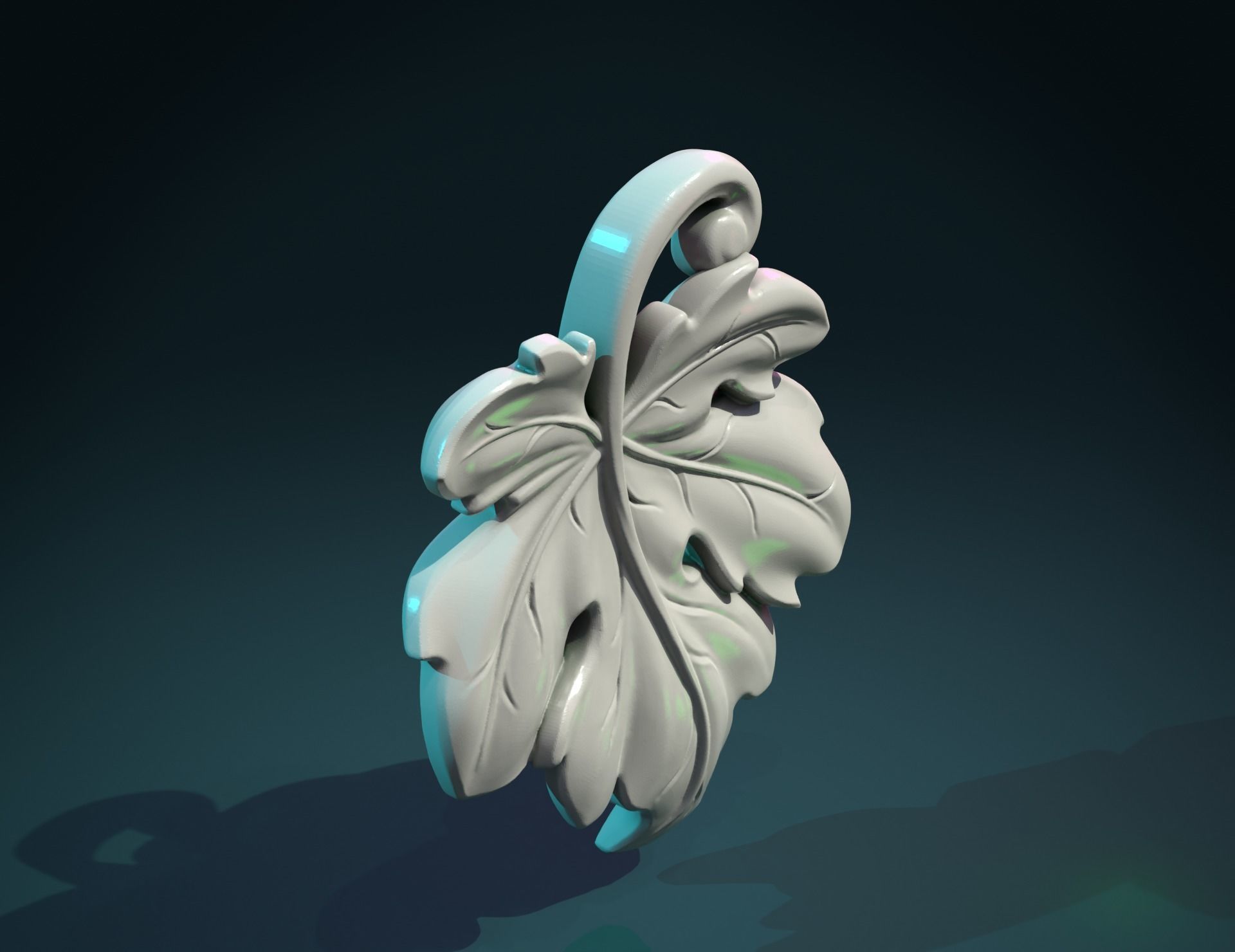 Fig Leaf charm pendant 3D print model_8
