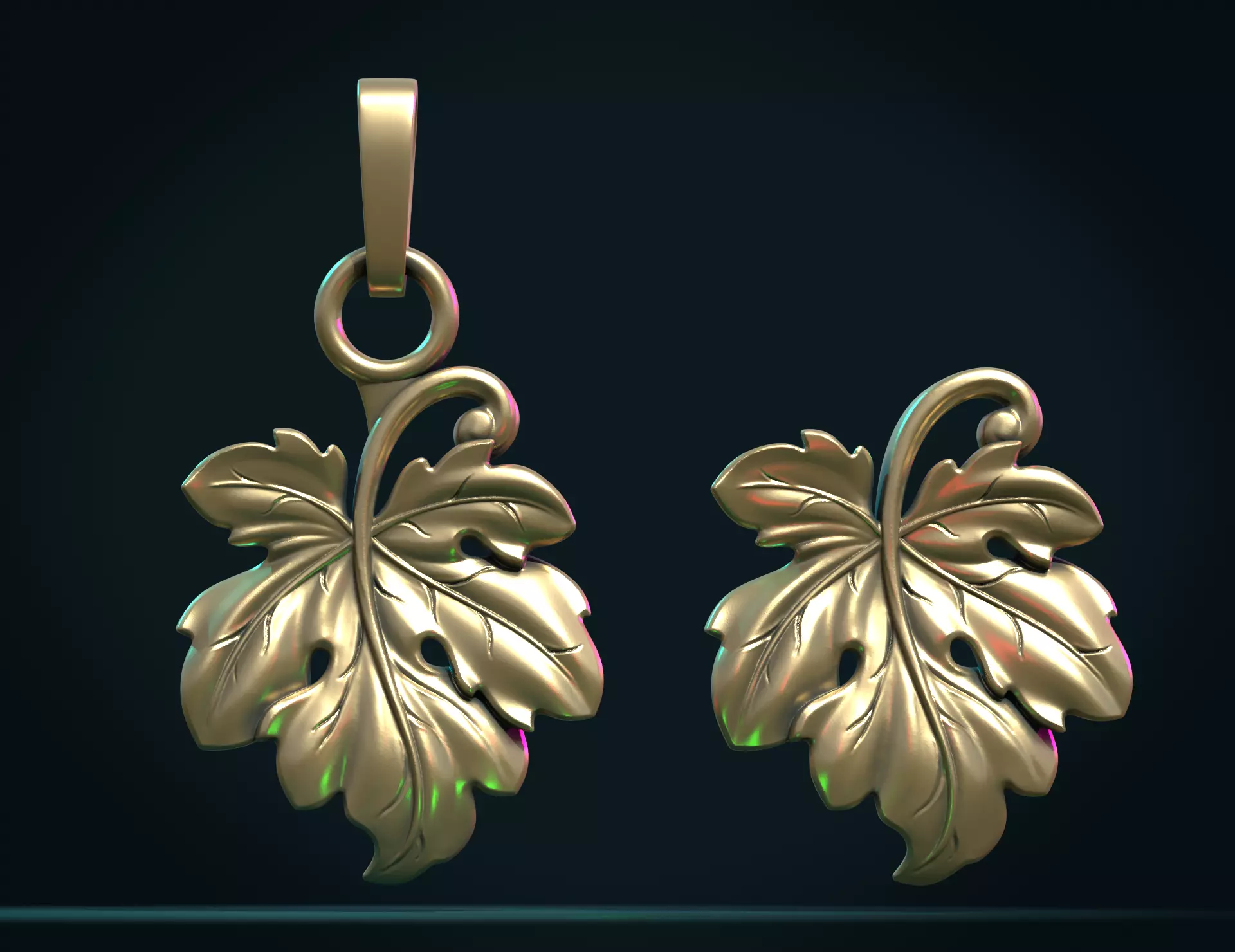 Fig Leaf charm pendant 3D print model_0