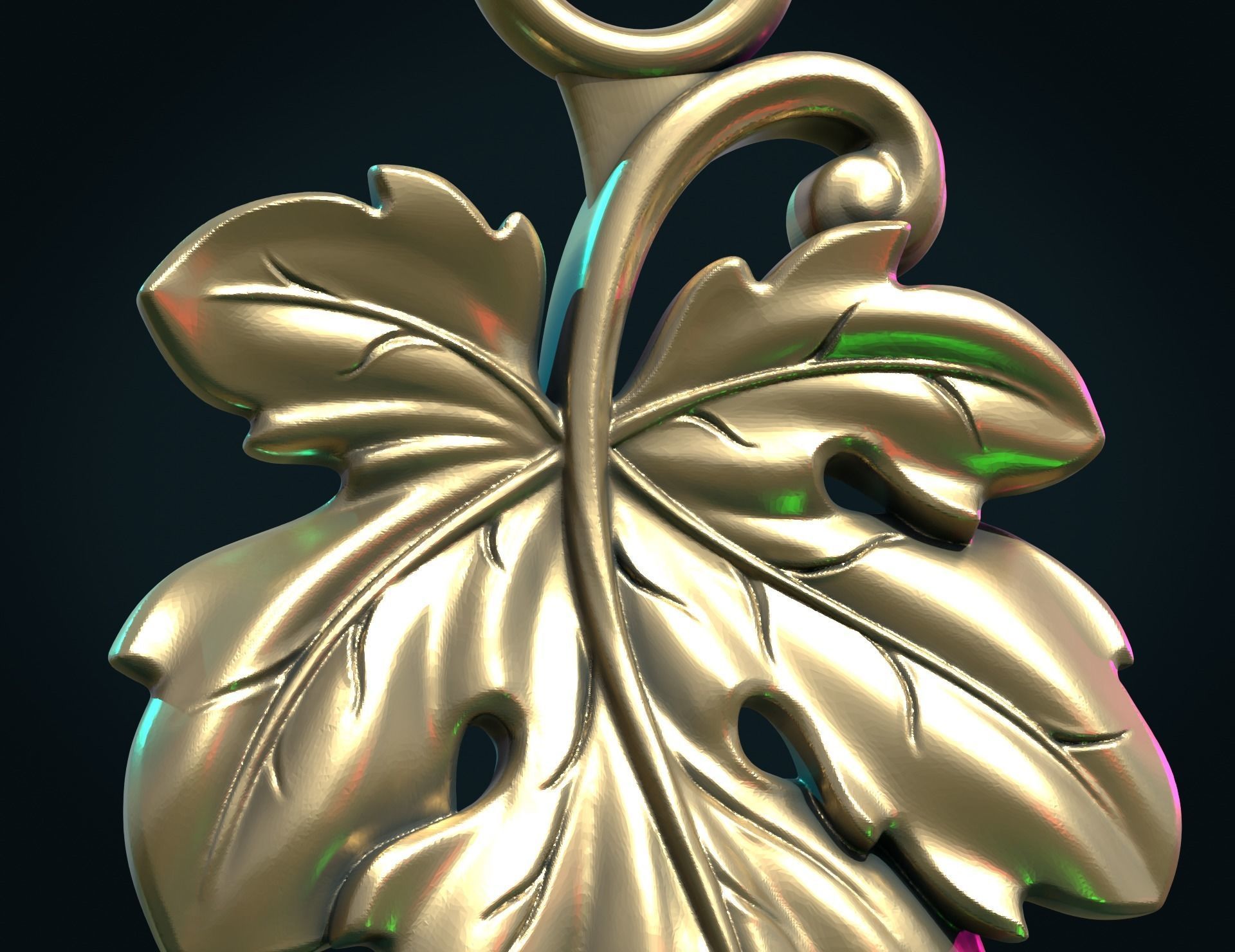 Fig Leaf charm pendant 3D print model_5