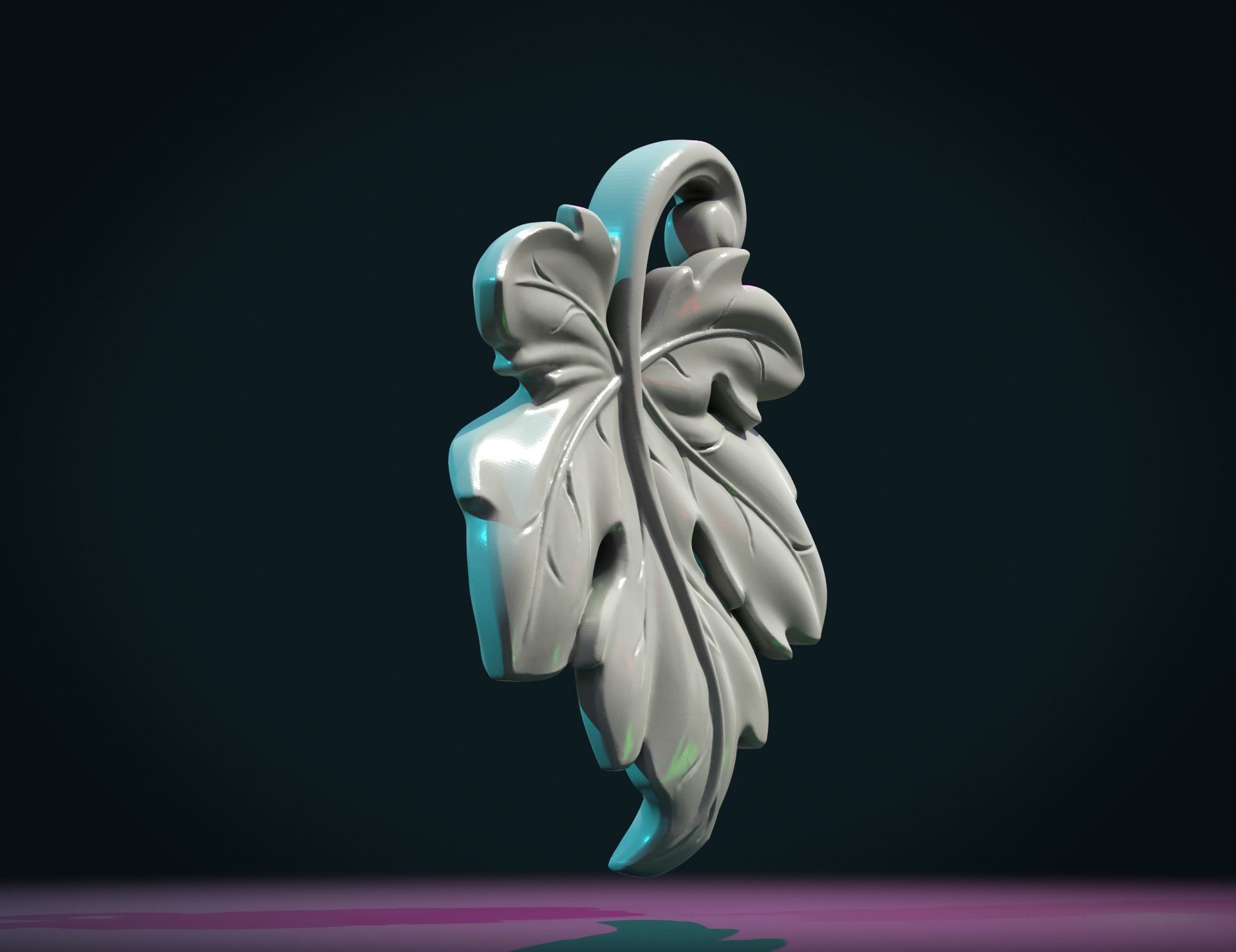 Fig Leaf charm pendant 3D print model_7