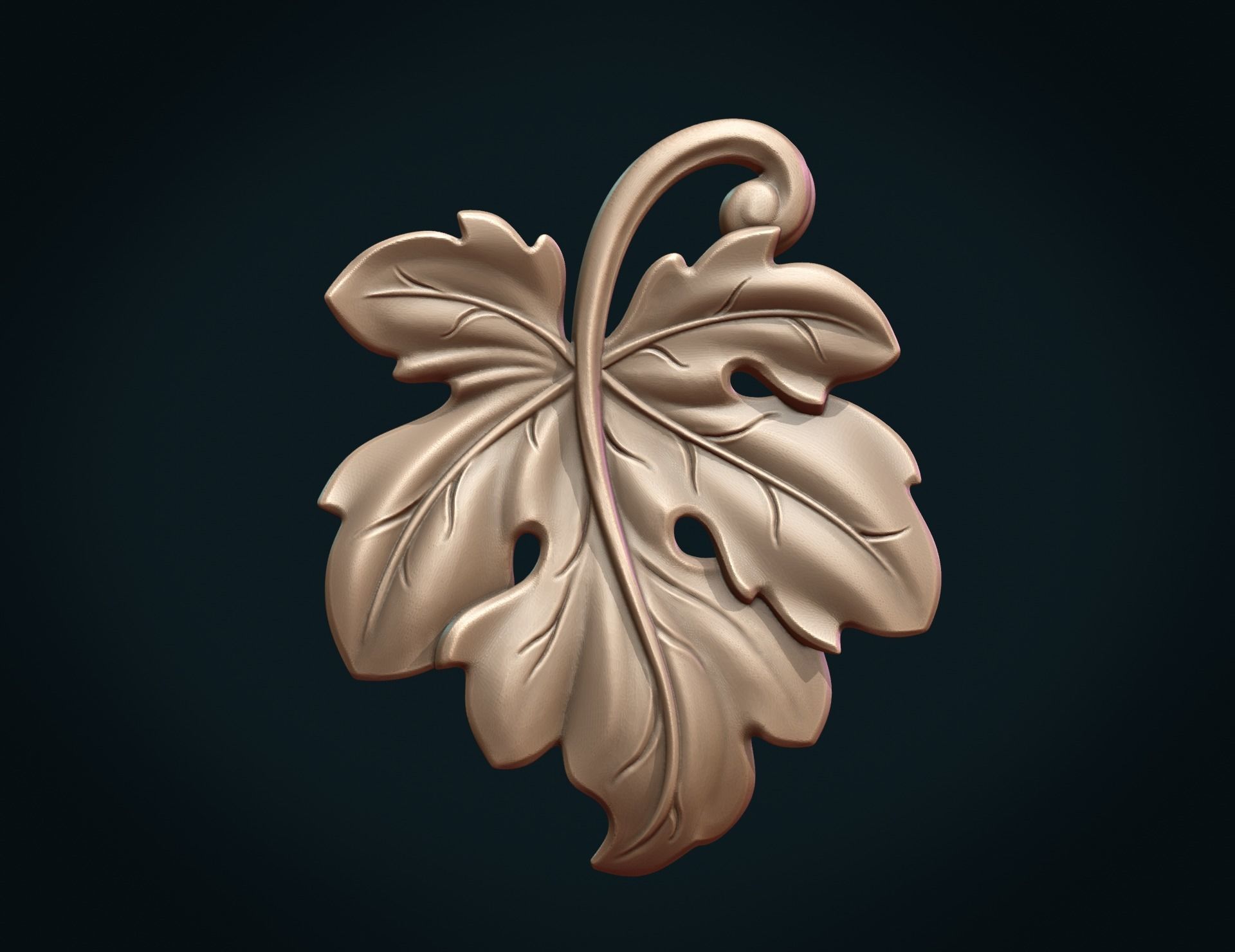Fig Leaf charm pendant 3D print model_11
