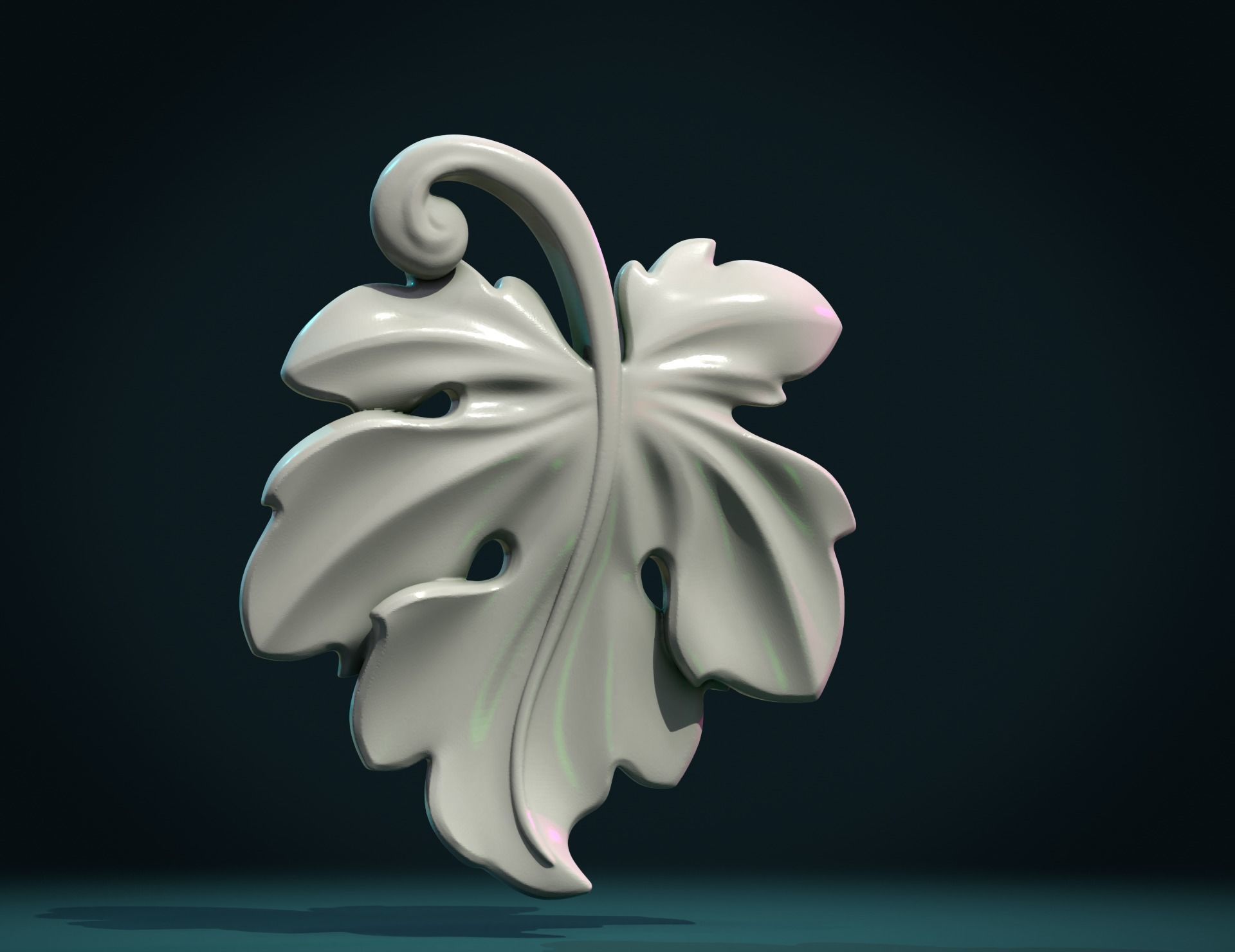 Fig Leaf charm pendant 3D print model_10