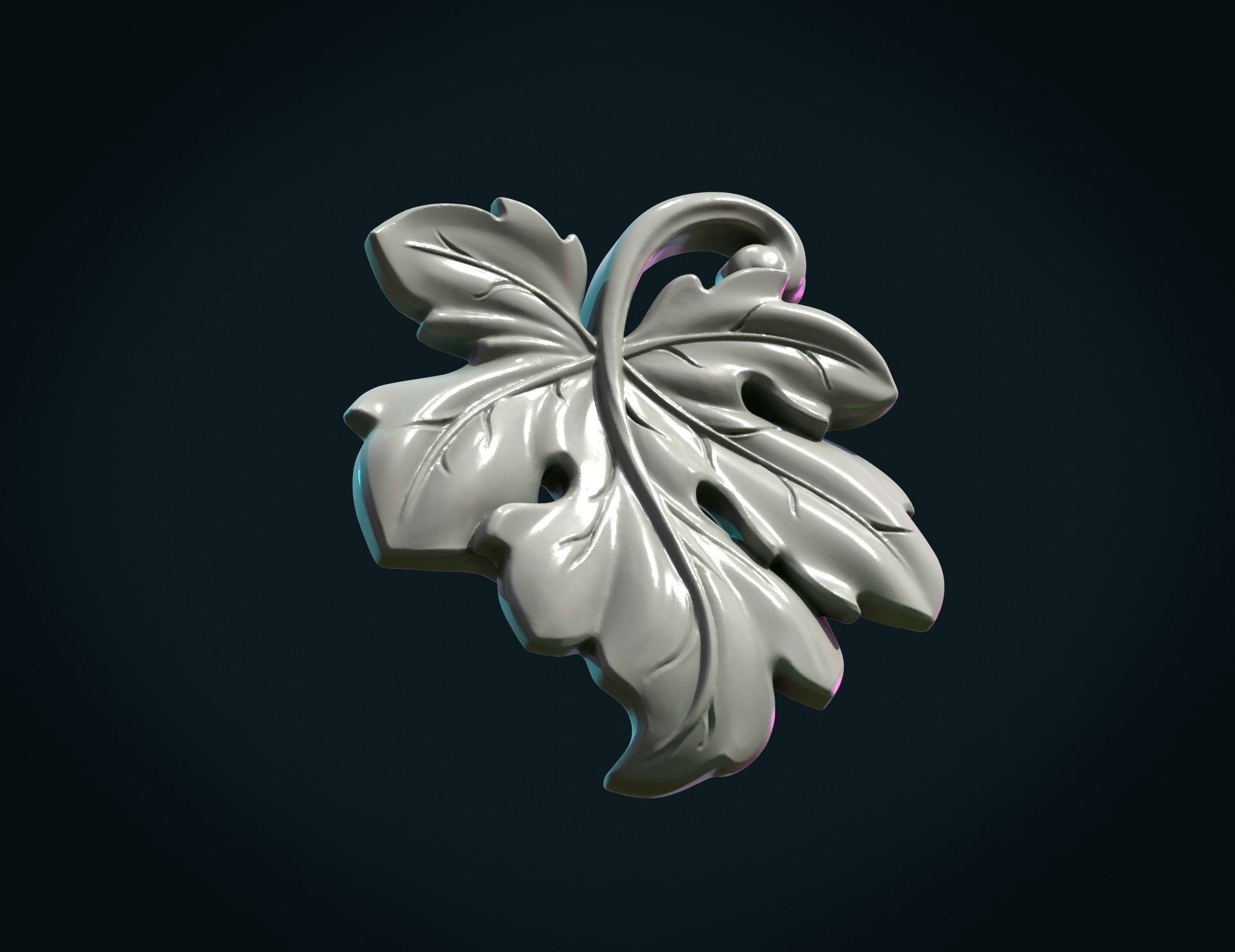 Fig Leaf charm pendant 3D print model_12