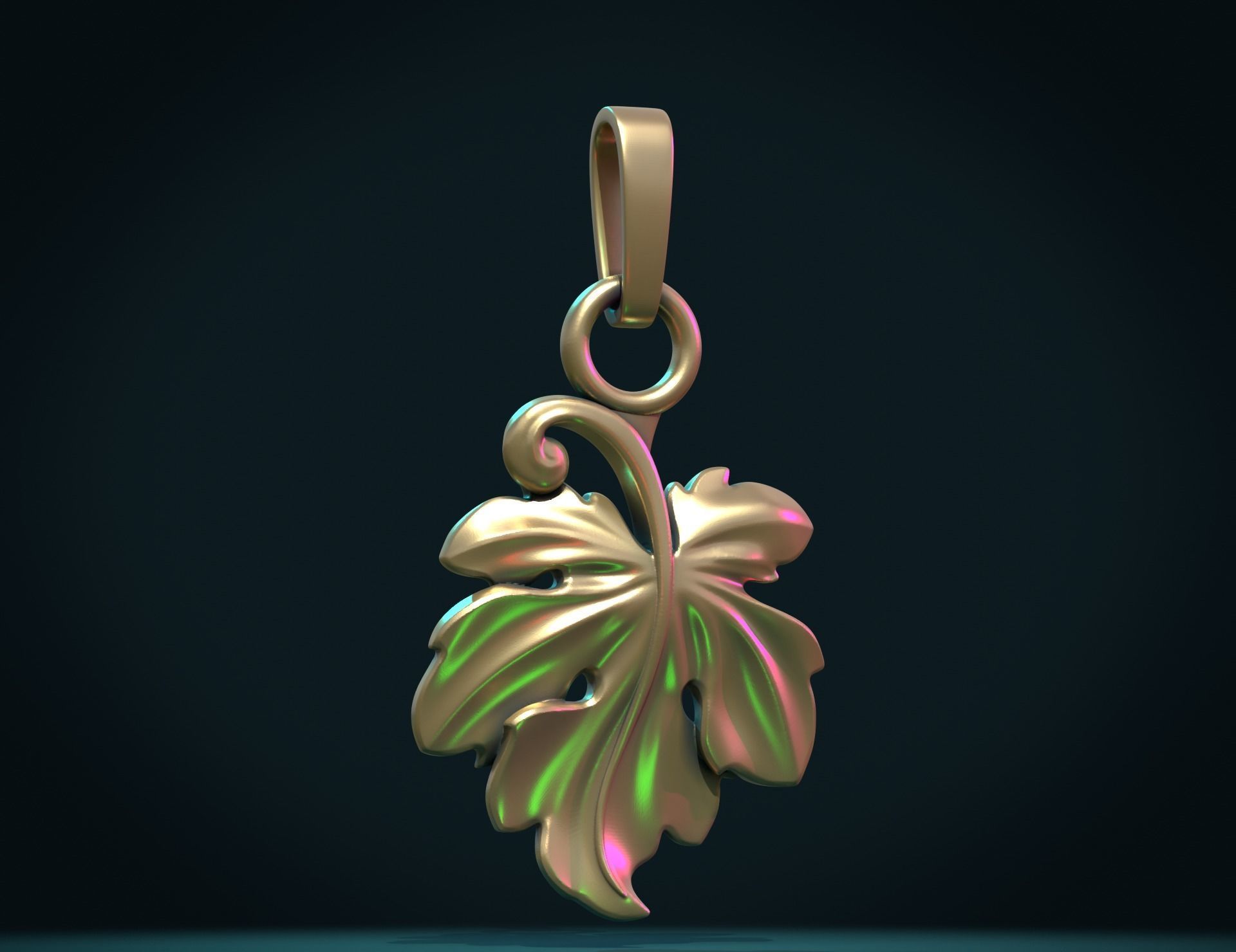 Fig Leaf charm pendant 3D print model_4