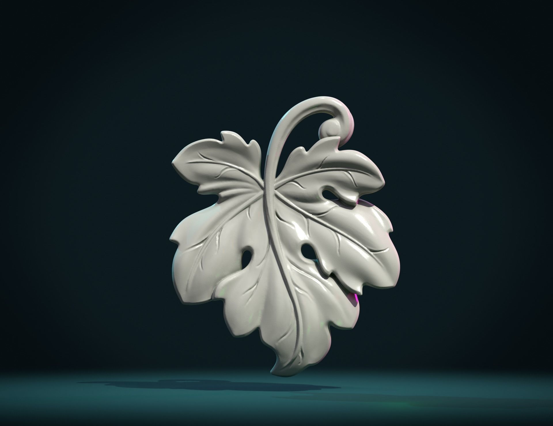 Fig Leaf charm pendant 3D print model_2