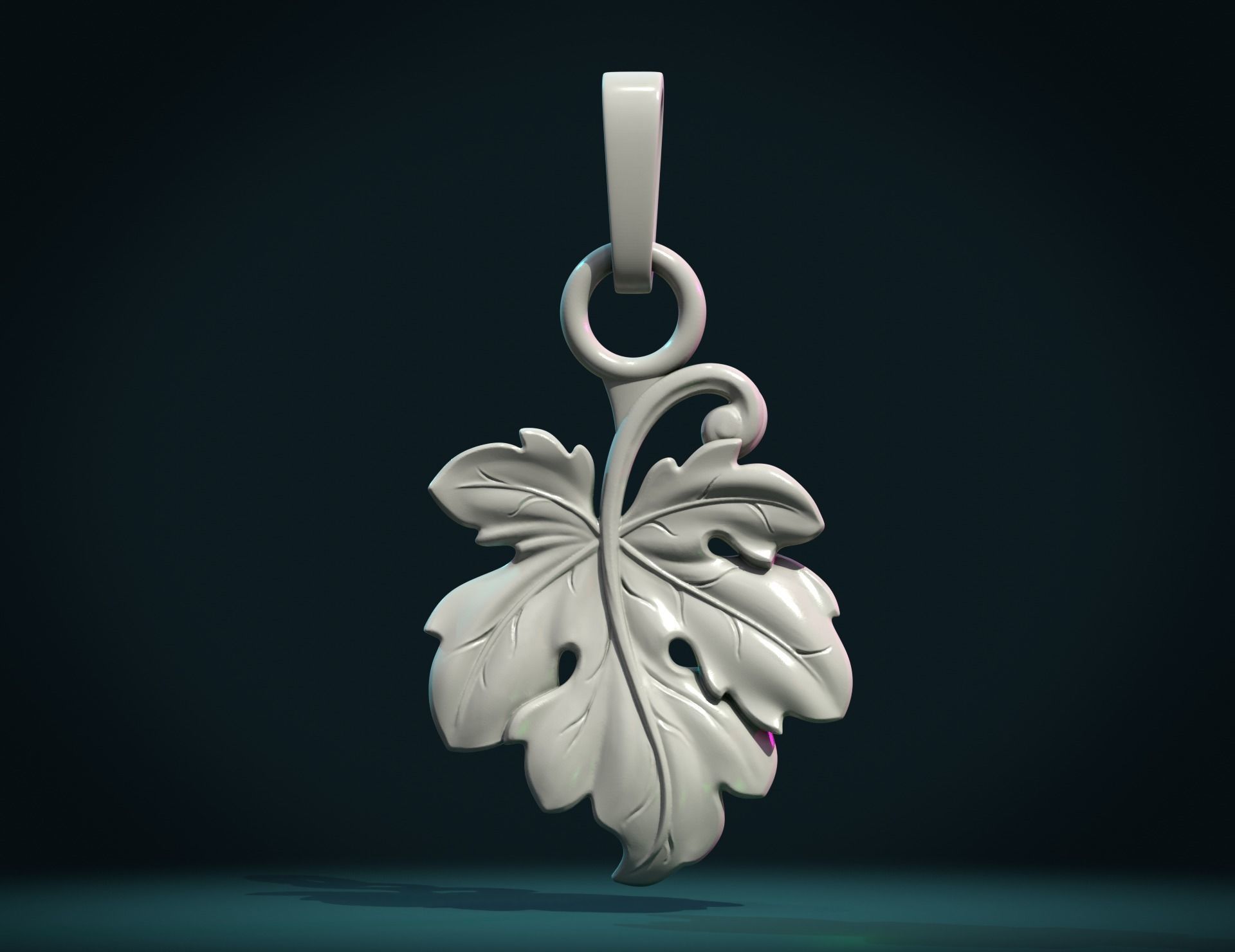 Fig Leaf charm pendant 3D print model_6