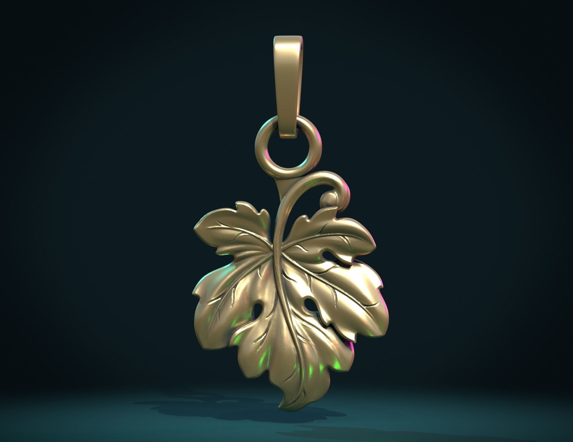 Fig Leaf charm pendant 3D print model_3