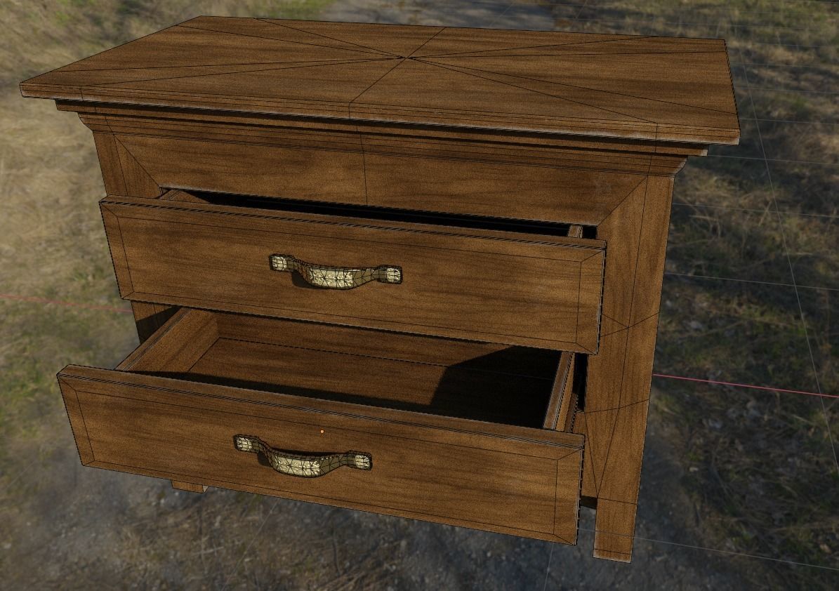 vintage wardrobe Low-poly 3D model_1