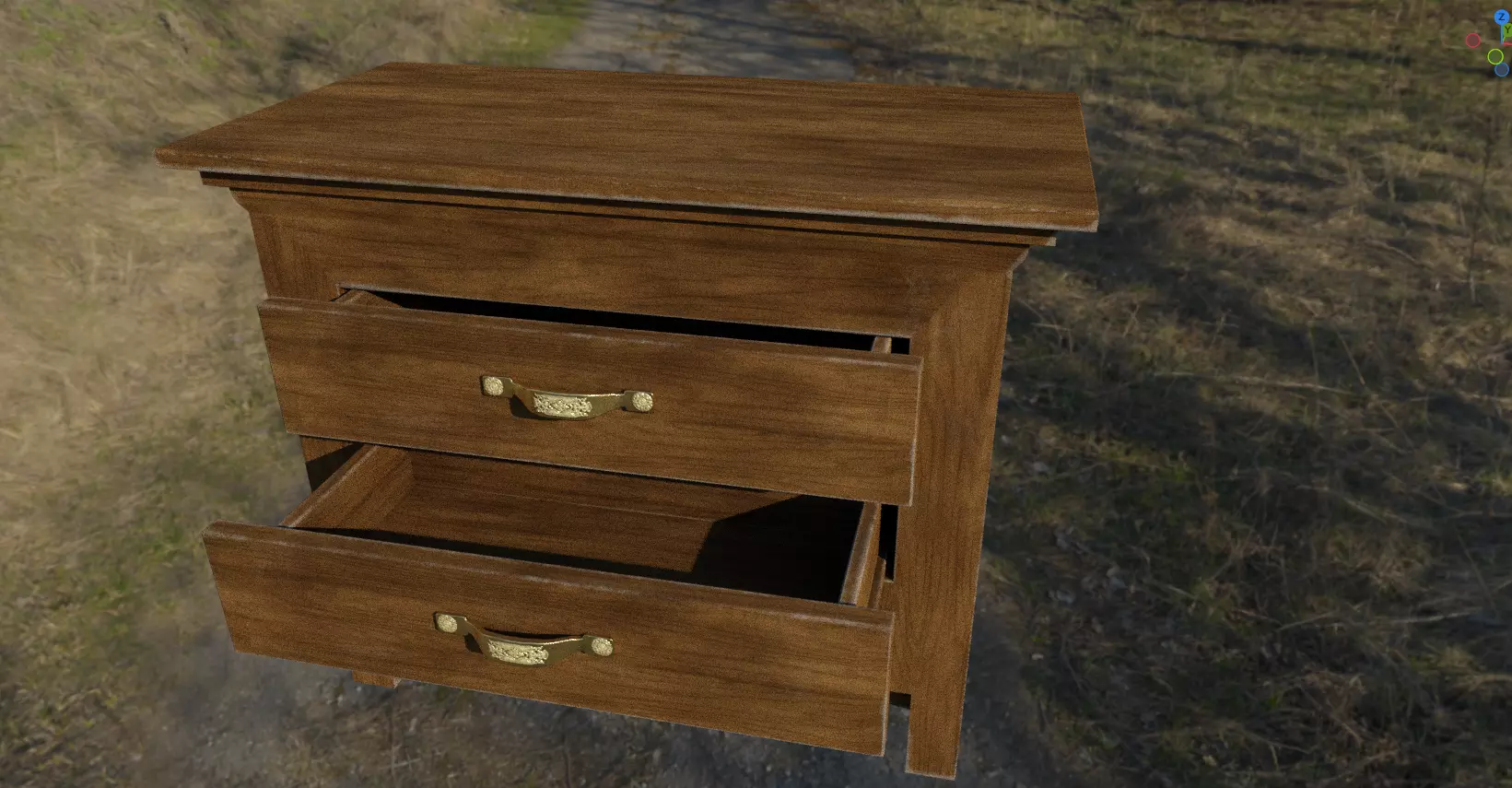 vintage wardrobe Low-poly 3D model_0