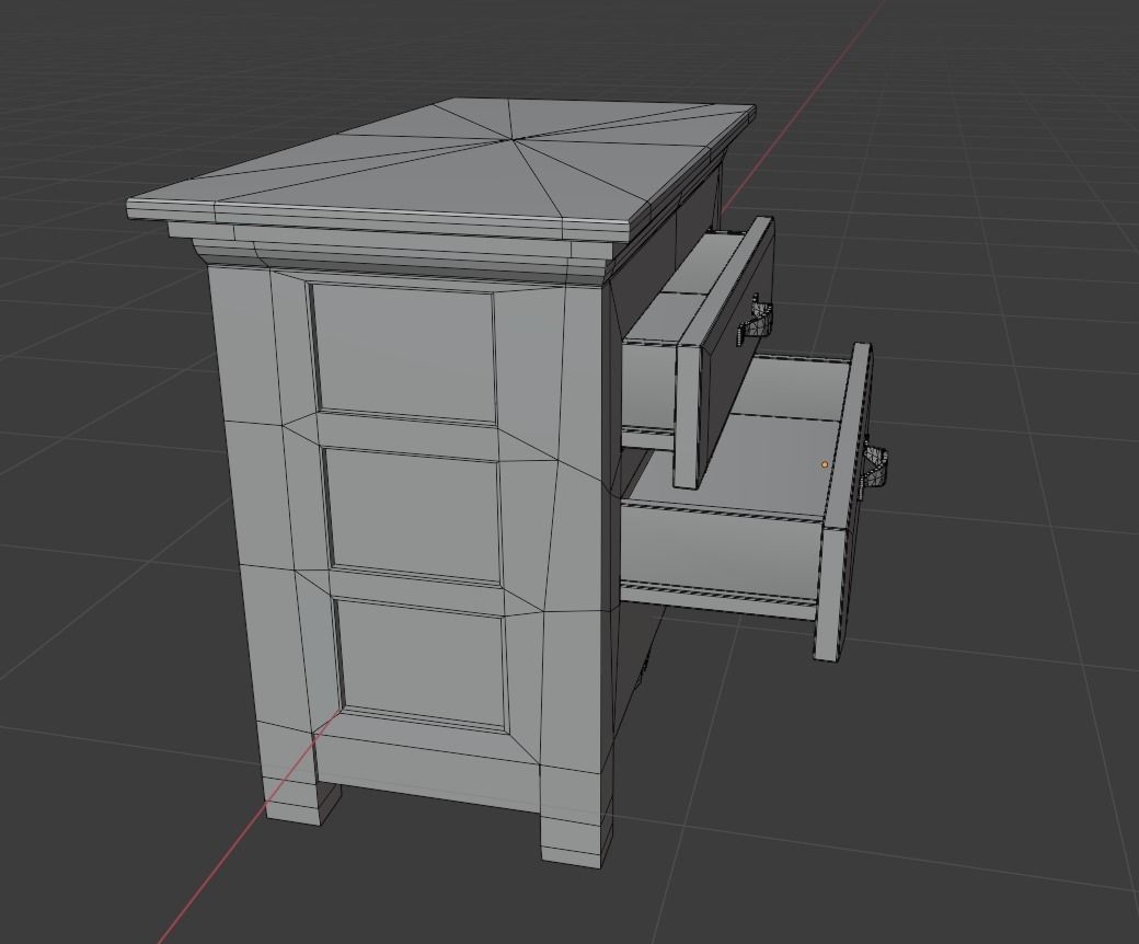 vintage wardrobe Low-poly 3D model_2