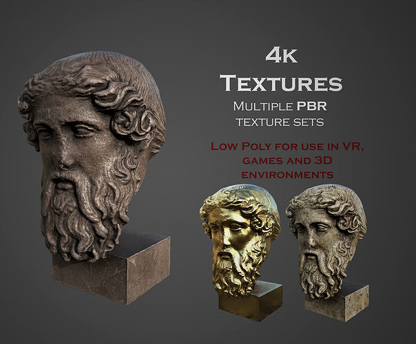 head of Dionysus  Low-poly 3D model