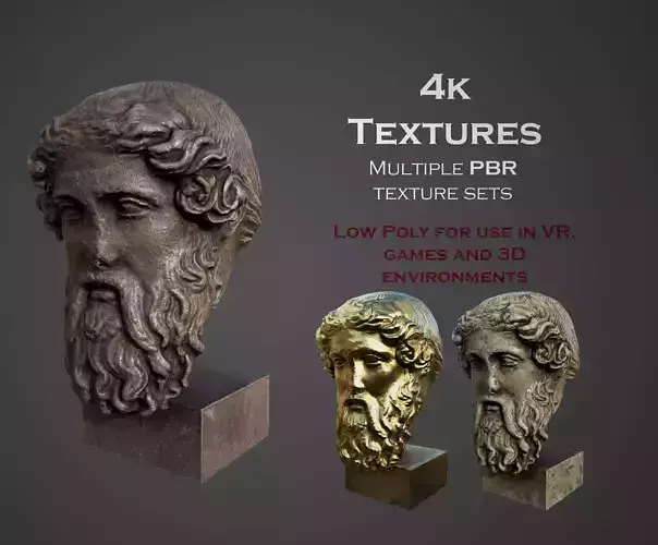 head of Dionysus  Low-poly 3D model