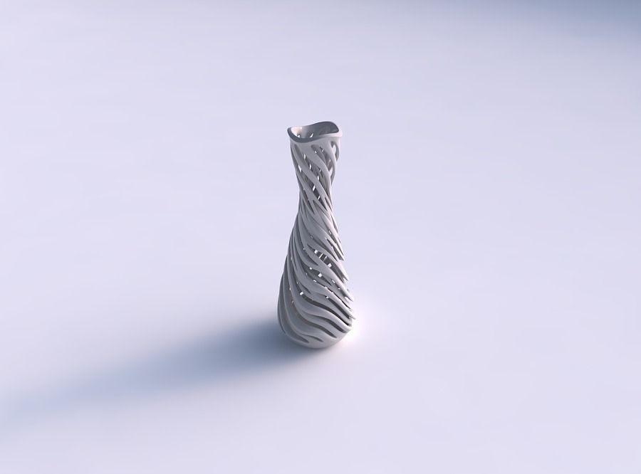 Vase flared with intertwining lines very twisted and tapered ... 3D print model_0
