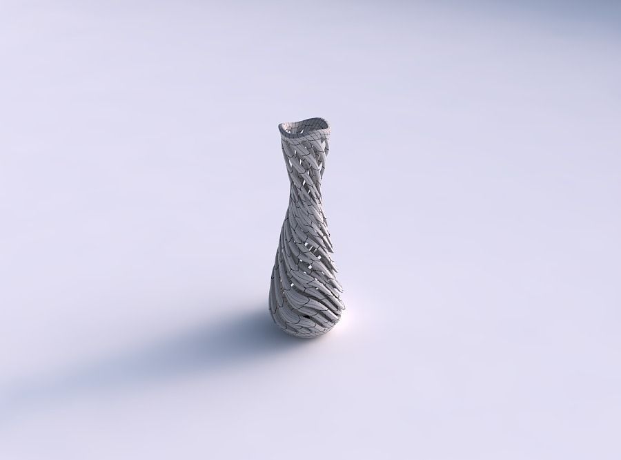 Vase flared with intertwining lines very twisted and tapered ... 3D print model_5