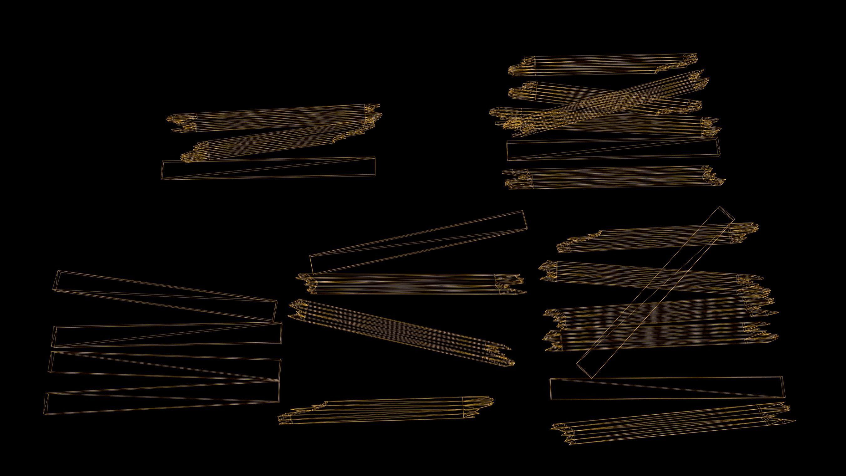 Plank Set Low Poly Game Ready pile of wood pieces Low-poly 3D model_2