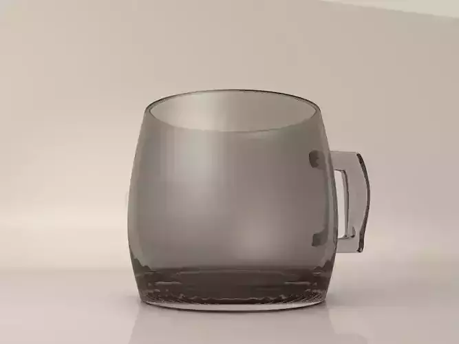 Glass 3D object in kitchen room Cinema4D