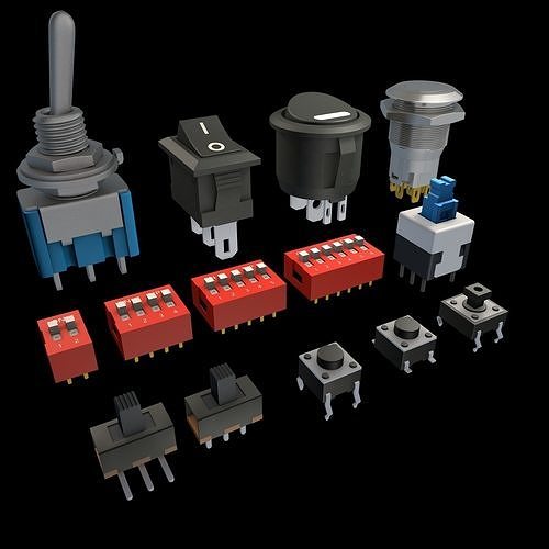 electric switches and buttons 3D model