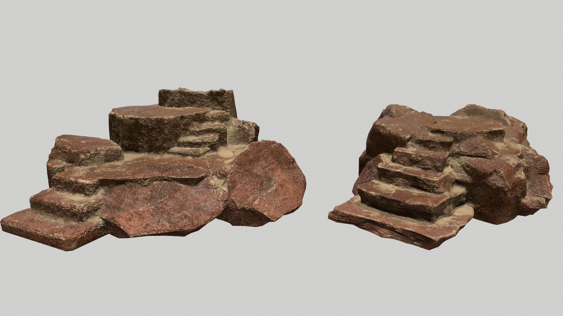 Altar Set rock steps Low-poly 3D model_1