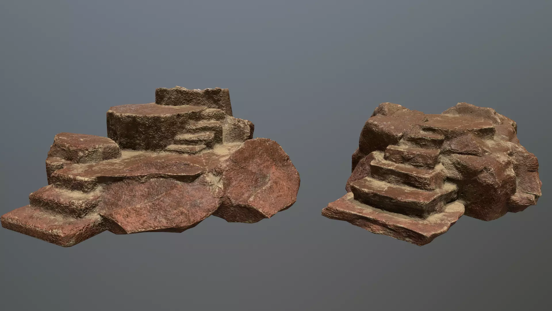 Altar Set rock steps Low-poly 3D model_0