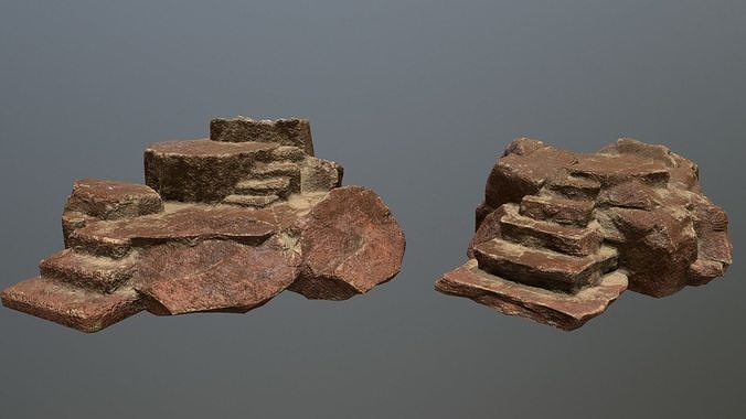 Altar Set rock steps Low-poly 3D model